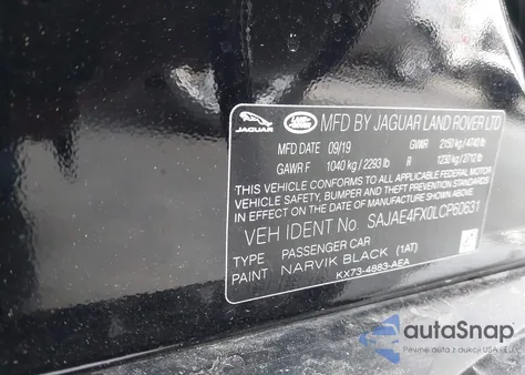 2020 Jaguar Xe S Rwd Automatic z USA, uszkodzony, nr VIN SAJAE4FX0LCP60631